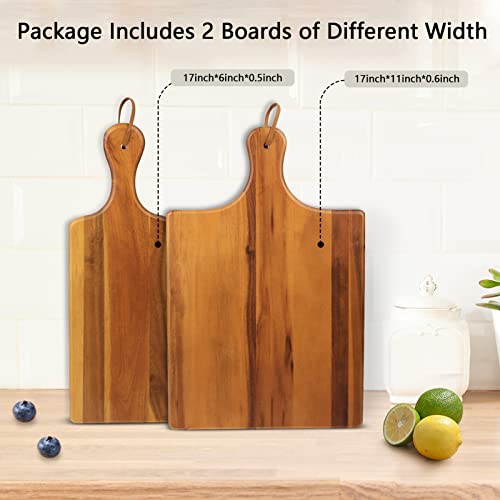 Aidea Wood Cutting Board With Handle, Cheese Board Chartuterie Board，For Cutting And Serving 17"X11"Bundle With 17"X6"(2 Pack) #TOP1