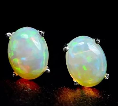 Natural Oval Ethiopian Fire Opal Stud Earring Wedding Gift Jewelry For Her #TOP3
