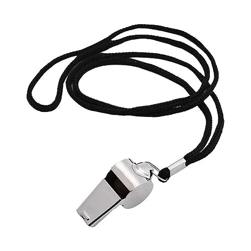 Silbato metálico deportivo con cordón negro miniatura 1