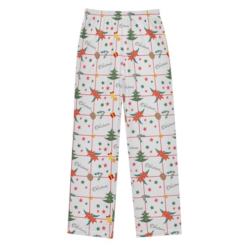 Christmas Tree Plaid Boys Long Pants Soft Trousers Elastic Waist Kids Lounge Bottoms with Pockets S-XL