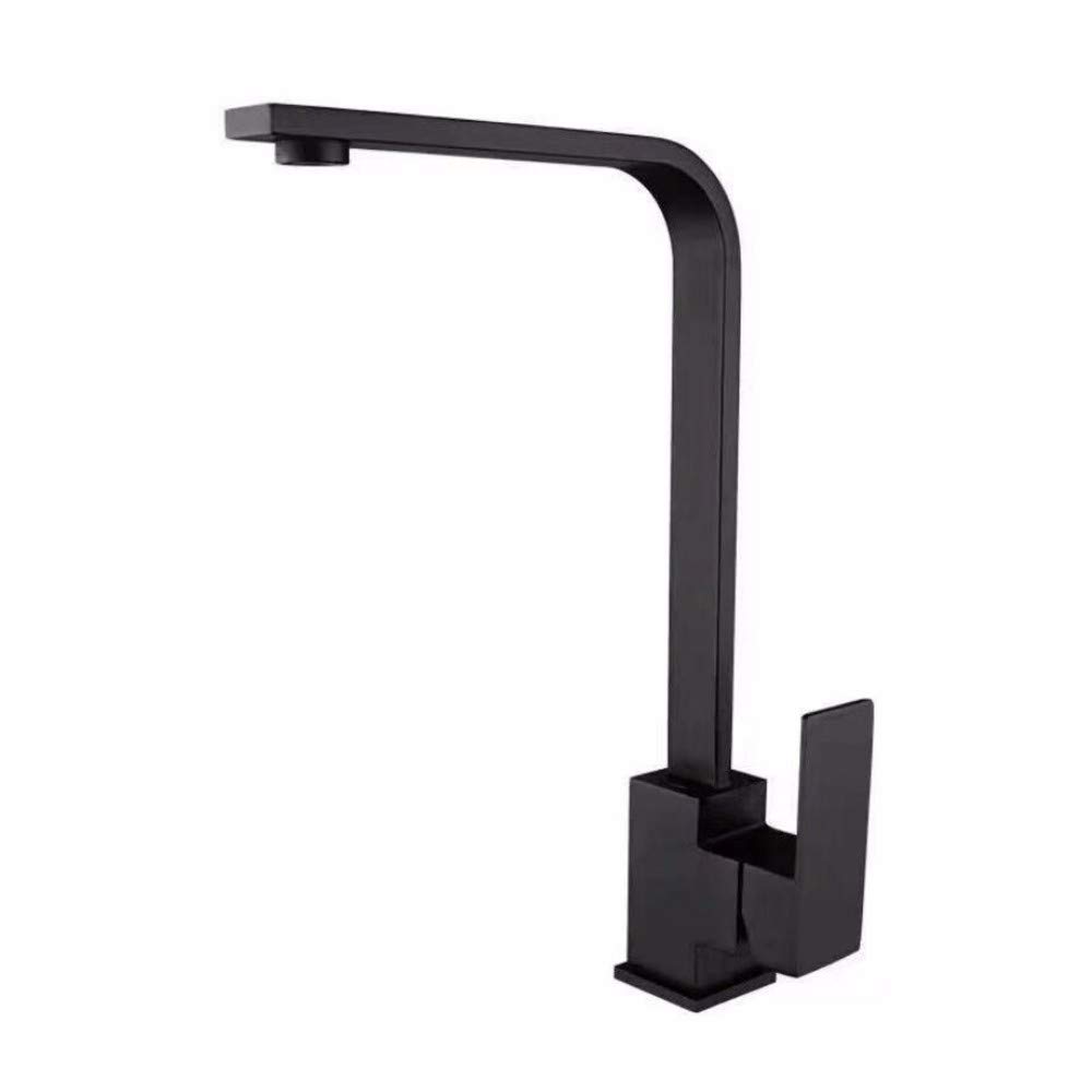 Robinet de cuisine acier inoxydable 304 mitigeur noir rotatif eau chaude froide evier