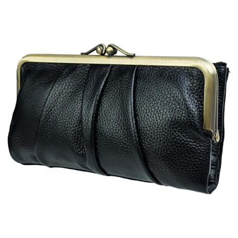 EASTNIGHTS Rfid Blocking Wallets for Women Leather Clutch Wallet Bifold Credit Card Holder Ladies Coin Purse With Zipper and Kiss Lock (black) Cover