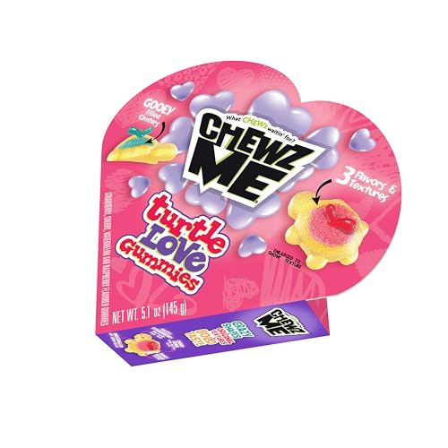 ChewzMe Tangy Turtlz Gummies, Valentine Gummy Candy Gift in Heart Box, Turtle-Shaped Jelly-Filled Gummies in Assorted Flavors, 5.1 oz (Pack of 1) - image 1