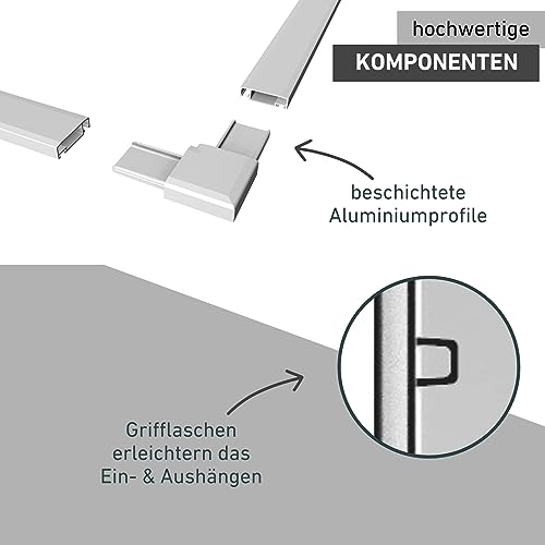Windhager Insektenschutz Rahmen Fenster Plus, Fiberglasgewebe mit Aluminiumrahmen, Fliegengitter, Selbstbausatz ohne bohren, 130 x 150 cm, weiß