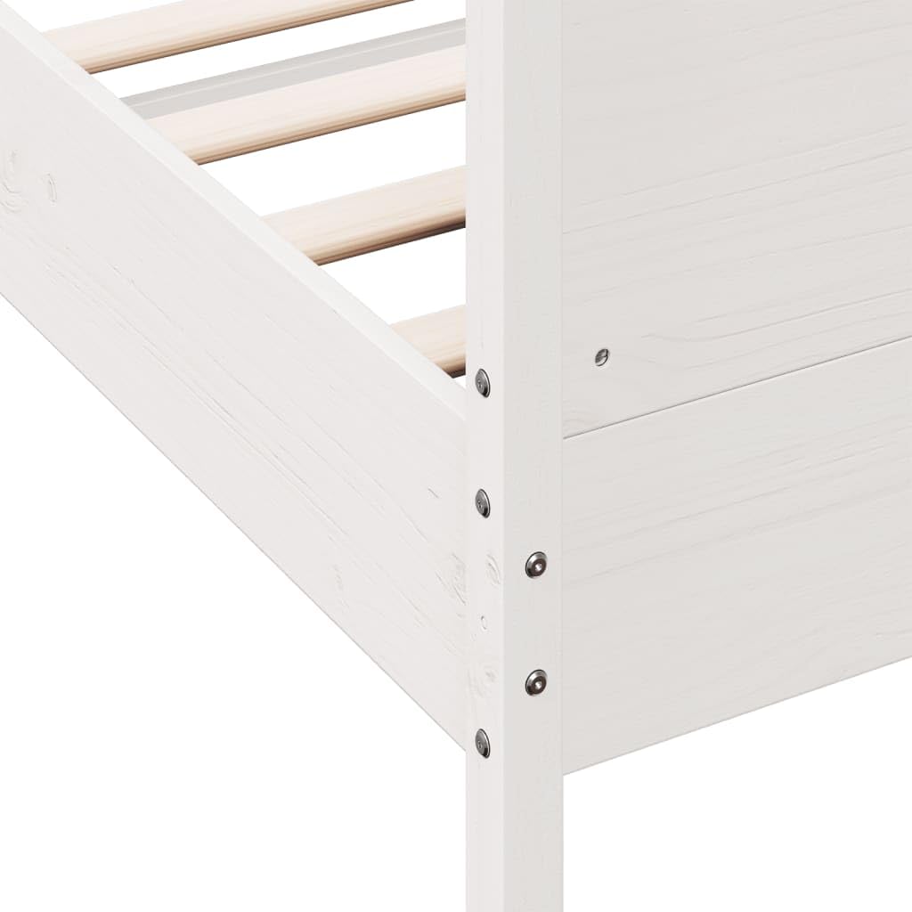 vidaXL Estructura de Cama con Cabecero, Somier de Listones de Invitados, Armazón de Cama, Mueble para Dormitorio, Madera de Pino Blanco 90x190 cm