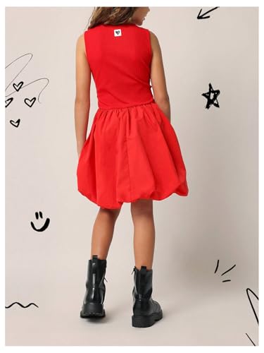 MakeMeChic Girl's Sleeveless Bubble Dress Sleeveless Ruffle A Line Flare Cute Tank Mini Dresses2