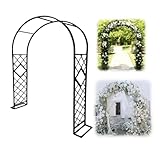 Pérgola grande de acero con estacas para decoración de jardín y patio, enrejado blanco (260 x 230 x 40 cm)