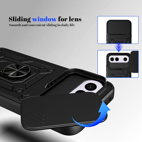 Image of Shockproof Back Case Cover for Vivo X300 FE 5G, Shockproof Vivo X300 FE Back Cover, Ring Case with Kickstand and Camera Protection Shutter - Black