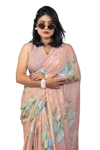 Image of MIRCHI FASHION Women Saree | Chiffon Chevron Zig Zag Printed Office Wear Sari with Blouse