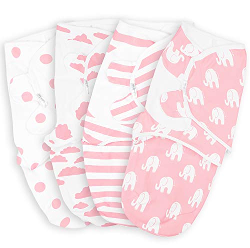 Image of BaeBae Goods Swaddle Blanket, Adjustable Infant Baby Swaddling Wrap Set of 4, Baby Swaddling Wrap Blankets for Boys and Girls Made in Soft Cotton