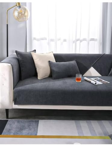 Edumov Sofa Überzug, Sofaschoner Rutschfester - Sofabezug Couchschoner L Form Ecksofa- Couch Überzug 2 3 4 Sitzer - Sofa Cover Überwurfdecke - Weiche Sofadecken Sitzfläche(Grau, 70x150cm)
