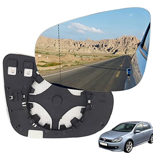 AUTOXBERT Miroir de rétroviseur latéral gauche convexe compatible avec VW Golf MK6 2009 2010 2011 2012 Cover