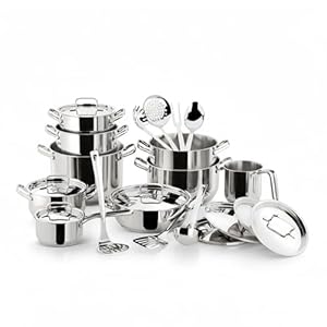 Lagostina Sfiziosa Set di Pentole Induzione, Gas e Forno in Acciaio Inox 18/10, 24 Pezzi, Fondo Lagoseal Plus, con 5 Casseruole, 3 Pentole, Bollilatte, 8 Coperchi, 7 Utensili Cucina
