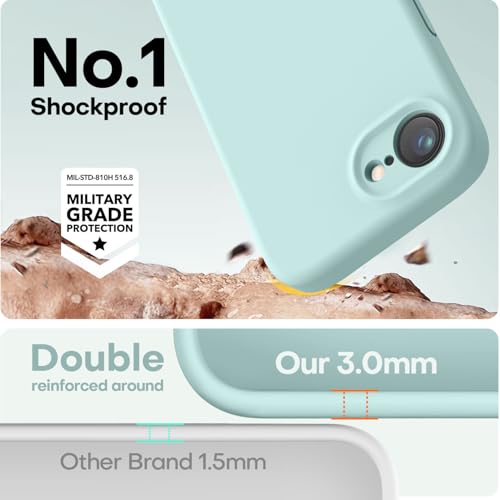 Image of LOVE 3000 Designed for iPhone 16e /17e Case, Premium Silicone with [Soft Anti-Scratch Microfiber Lining] Shockproof Protective Phone Case for Men Women Girls 6.1 inch, Mint