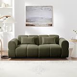 PINSOLID 80' Modern Sofa Couch, Comfy Deep Seat Lambswool Cloud Sofa, Upholstered 3-Seater Boucle Couch, Oversized Loveseat for Living Room, Bedroom, Office, Apartment(Green)