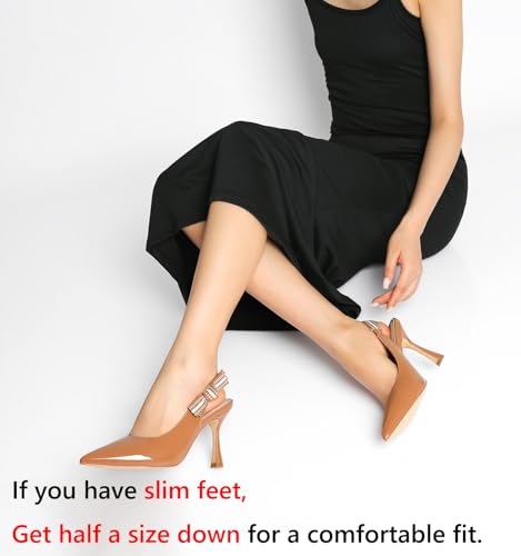 Image of RIBONGZ Sexy Slingback Pumps Elegant Dressy Heels for Women Closed Toe Pointy High Heels Wedding Bride Prom Party Evening Shoes