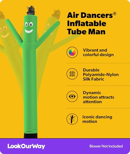 Image of LookOurWay Air Dancers Inflatable Tube Man Attachment - 10 Feet Tall Wacky Waving Inflatable Dancing Tube Guy for Business Promotion - Blower Not Included - Green