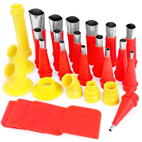 Edelstahl Dichtungsdüse Set Ein Satz Einteiliger Edelstahldüsen 32Stk Silikondüsen Silikon Spitzen Kartuschenspitzen Universal Integrierte Gummidüse Werkzeug Kit Dichtmittel Abdichten Düsen (32)