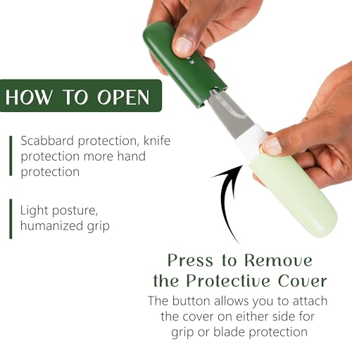 Image of TRUESOLE 2 in 1 Peeler Knife Set - Stainless Steel Foldable Travel Knife with Peeler, Compact & Lightweight, Portable Kitchen Tool for Fruits & Vegetables, Pocket Knife with Case Cover (Green)