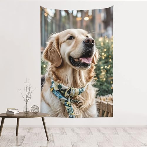 Tenture Golden Retriever GJHKSSVB en velours de pêche premium pour un salon raffiné