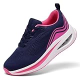 Trainers for Women Running Shoes Ladies Arch Support Memory Foam Plantar Fasciitis Orthopedic Shoes Lace Up Non Slip Breathable Tennis Shoes Navy UK 5.5