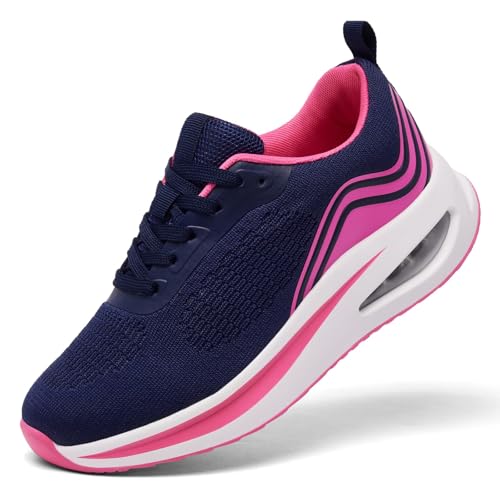 Trainers for Women Running Shoes Ladies Arch Support Memory Foam Plantar Fasciitis Orthopedic Shoes Lace Up Non Slip Breathable Tennis Shoes Navy UK 6