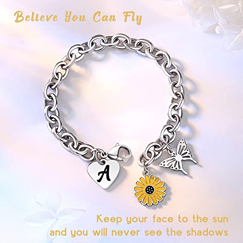 Charm Bracelets For Teen Girls Gifts Teenage Mothers Day Daughter Girl Gift Ideas 12 Year Old Girl Birthday Jewelry Initial Butterfly Women Female Easter Stocking Stuffers Christmas Valentines Her #TOP2