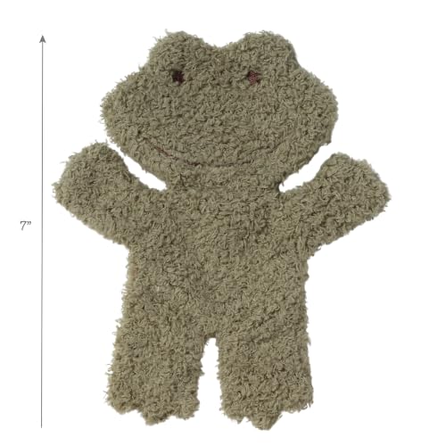 Image of Lambs & Ivy Froggy Cotton Muslin Swaddle Blanket w /Lovey Baby Gift Set | Large 44 inch square infant swaddle blanket with soft boucle green lovey security blanket.