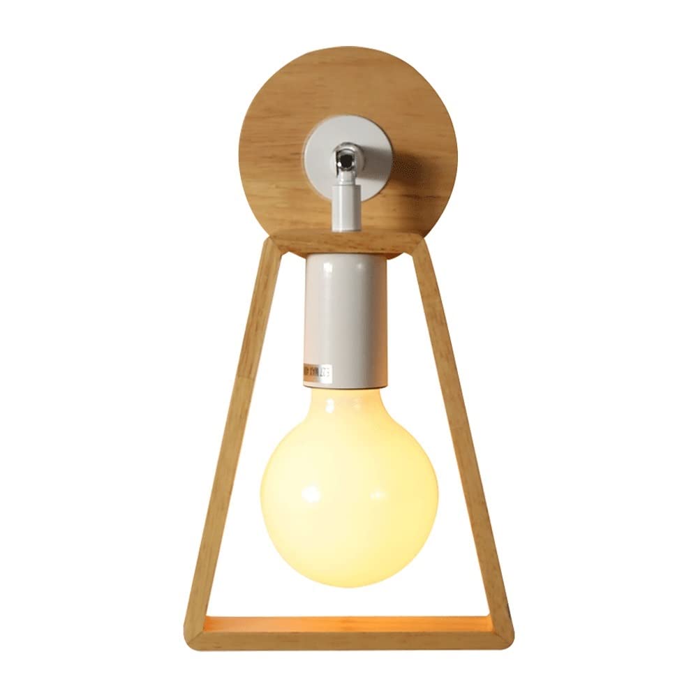 Aplique de pared de madera giratorio 360° con casquillo E27 para lectura en el cabecero