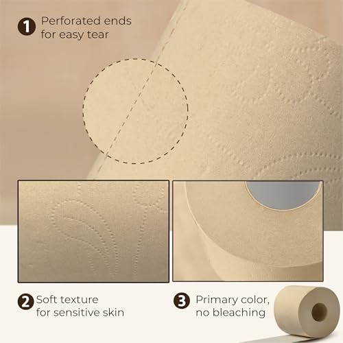 Image of IMECO 6 Rolls Toilet Tissue Paper | 960 Pulls Combo (160 Pulls x 6 Rolls) | 3 Ply Unbleached Toilet Paper Roll | 100% Bamboo | Soft & Highly Absorbent Tissues | Eco-Friendly & Hypoallergenic