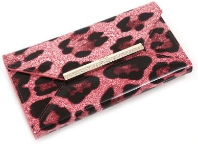 Amazon Omnia オムニア レオパード 3つ折り ヒョウ柄サイフ 長財布 本革 牛革 レザー レディース財布 イタリアンレザー ピンク 財布