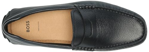 Image of BOSS Men's Noel Grainy Leather Moccasins