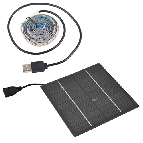 Bande de lumières de culture de plantes solaires, lampe de croissance à spectre complet LED à haut flux lumineux 5W avec panneau solaire, pour serre, aquarium, hydroponique, succulente(1M)