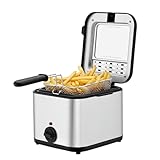 Household Deep Fryer, Multi-Function French Fries Machine With Basket,1000w Fast Frying,2.64qt Large Capacity,Temperature Range 176-374 ℉,Visible Design,Perfect For Kitchen,Fry Fish,Chicken.