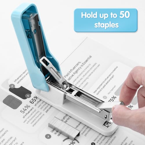 Image of M&G Desktop Stapler, Basic Office Stapler with 1000 Staples, 20 Sheet Capacity, Portable Small Desk Staplers for School Home Office (Blue)