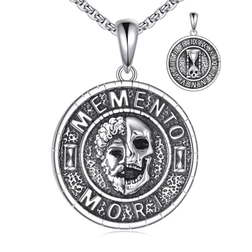 Pendentif Memento Mori en argent, surmontez le stress grâce à la philosophie stoïcienne au cou