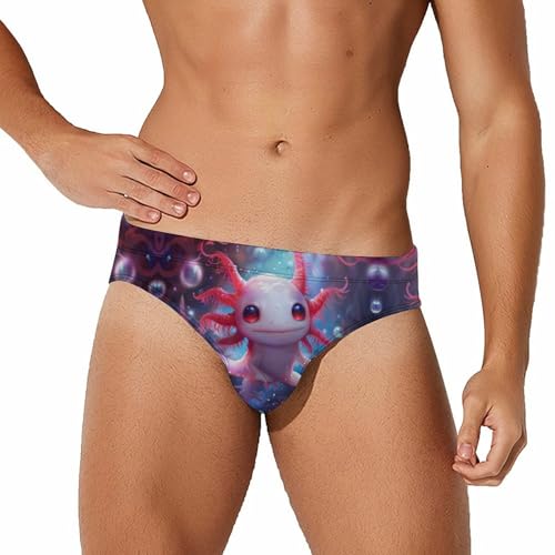 Cute Axolotl Under Sea Mens Swim Briefs Quick Dry Swimming Trunks Training Swimsuit Low Rise Swimwear