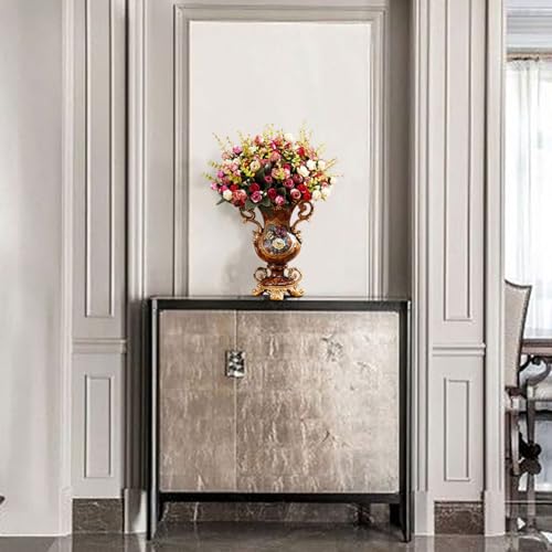 Artificial Vintage Flower Arrangement Vase Set European Golden Resin Vase Fake Flower Decor Wedding Party - Image 5