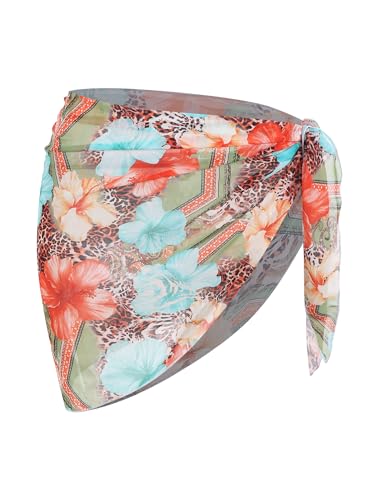 Image of ZAFUL Sarong Coverups for Women Beach Vacation Floral Print Tie Side Bathing Suit Cover Up Mini Skirt (15-Lily Multi, One Size)
