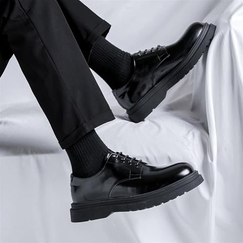 Mens Leather Fashion Business Oxfords Casual Shoes Dress Formal Leather Round Toe Wedding Derby Shoes Lace Up Walking Low-top Formal Shoes for Men2