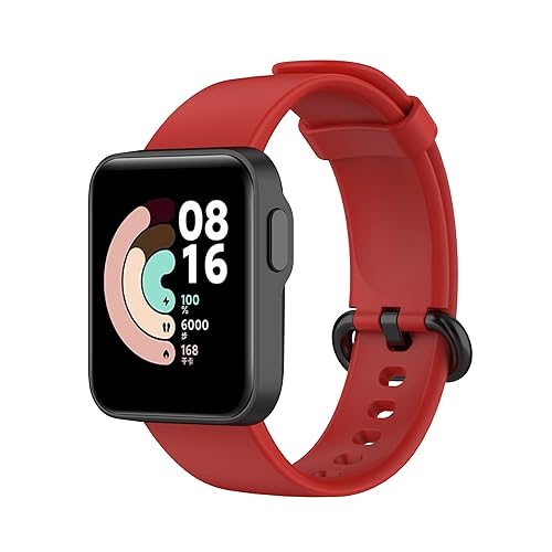 Image of YODI Soft Silicone With Metal Buckal Classic Strap Bands for Redmi Watch 2 Lite /Redmi GPS Smart Watch Only, Comfort and Flexible Straps for Men Women and Kids (RED /PINK)