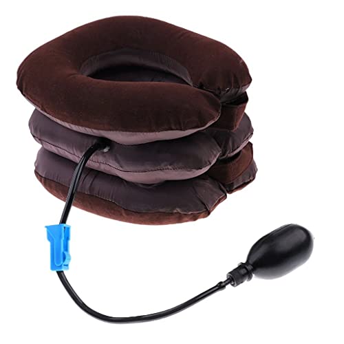Image of Inflatable Cervical Neck Traction Air Inflatable Pillow Neck Head Stretcher Pain Relief Collar (for Adults, Brown)