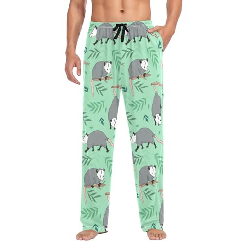 Flamingo Pajama Pants Mens Lounge Pants Super Soft Palm Tree Men Pajama Bottoms with Pockets Drawstring S