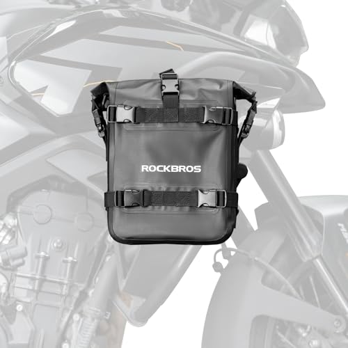 ROCKBROS Bolsa Alforja Lateral para Moto, Bolsa Almacenamiento para Motocicleta Impermeable, Negro