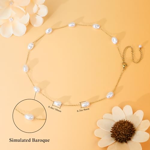 Image of SmileBelle Pearl Necklaces for Women, 18K Gold Choker