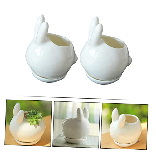 STOBAZA Pote De Coelho Decoração De Mesa De Trabalho Plantador Branco Decoração De Mesa 2 Pçs Planta