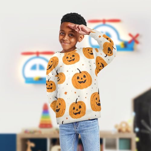 JUNZAN Cartoon Cute Pumpkins Big Boys Sweatshirt Hoodie Crewneck Fall Tops Shirts Party 4T4