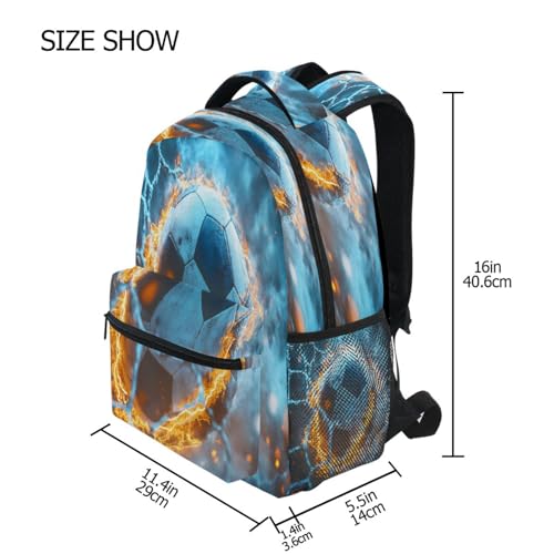 Soccer Football Net Fire Backpack for School Boys Girls Adults Kids Bookbag Laptop Bag 18L4