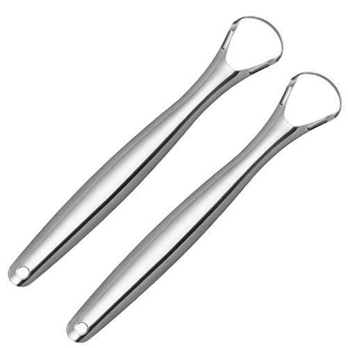 Tongue Scraper, Cure Bad Breath Stainless Tounge Scraper for Men and Women 2 Pack
