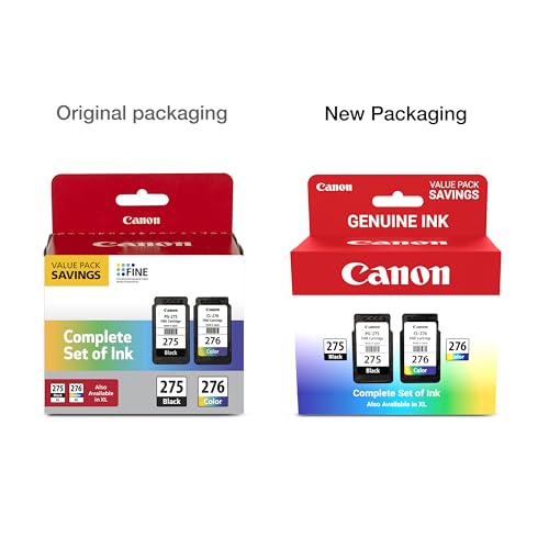 canon pg-275  cl-276 genuine ink value pack 2 cartridges compatible with ts35203522472237203722 tr4720